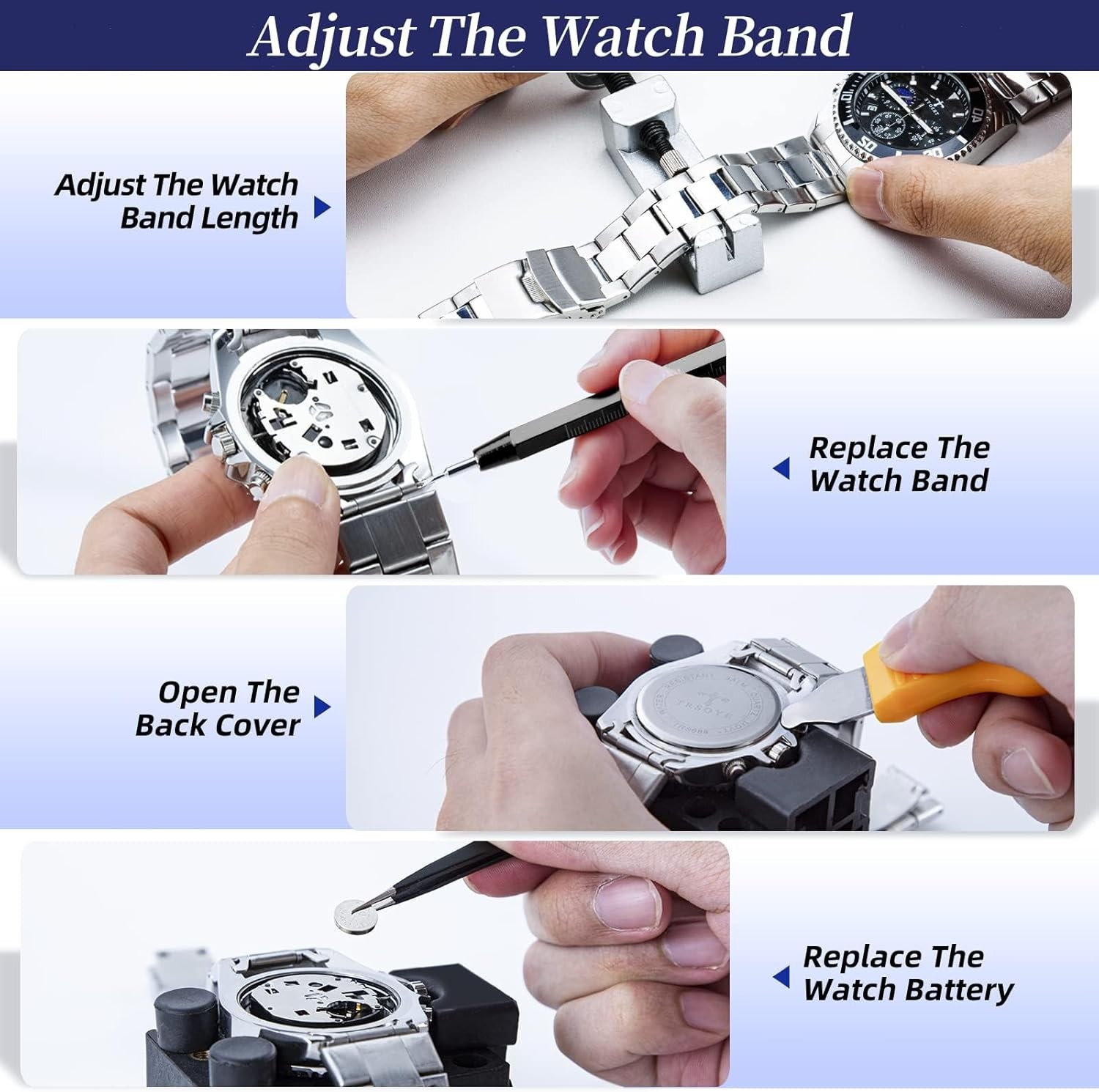 Eventronic 2025 Watch Repair Kit Tool Set Battery Link Remover Opener
