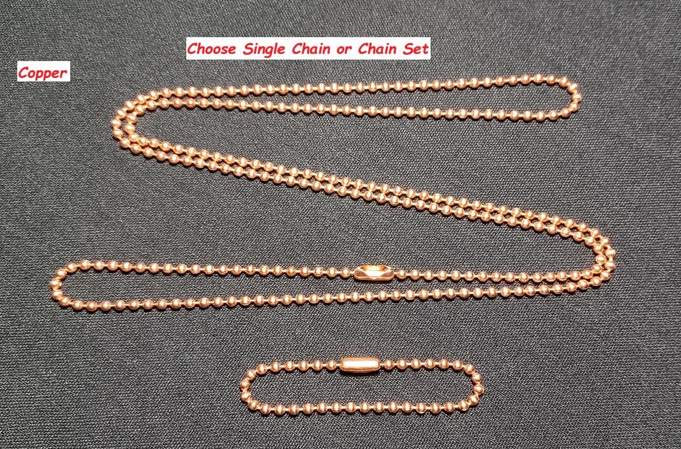Military Army Navy Marine AF Dog Tag 2.4mm Ball Bead Chain or Chain Set FreeShip