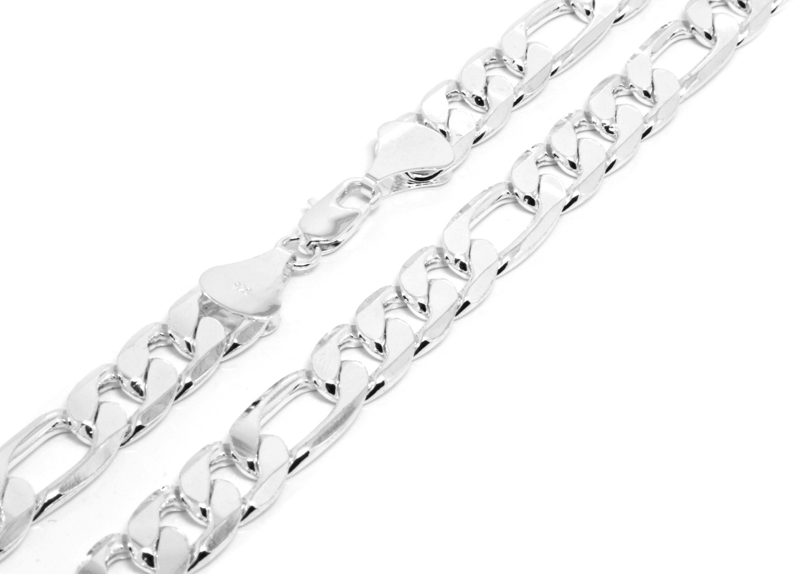 Men Silver Plated 3mm To 12mm Figaro Link Necklace Chain 24 Or 30 Inch