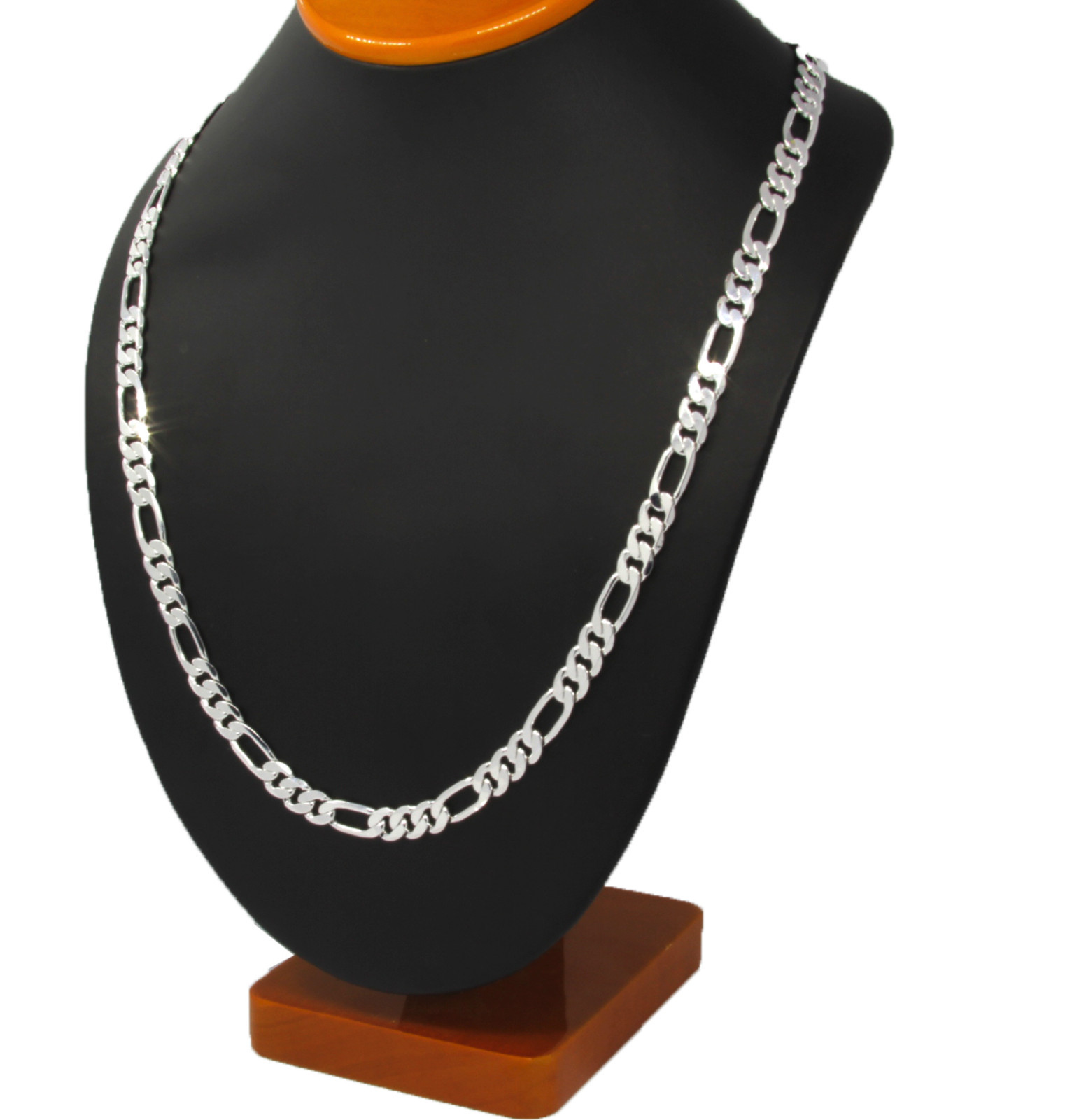 Men Silver Plated 3mm To 12mm Figaro Link Necklace Chain 24 Or 30 Inch