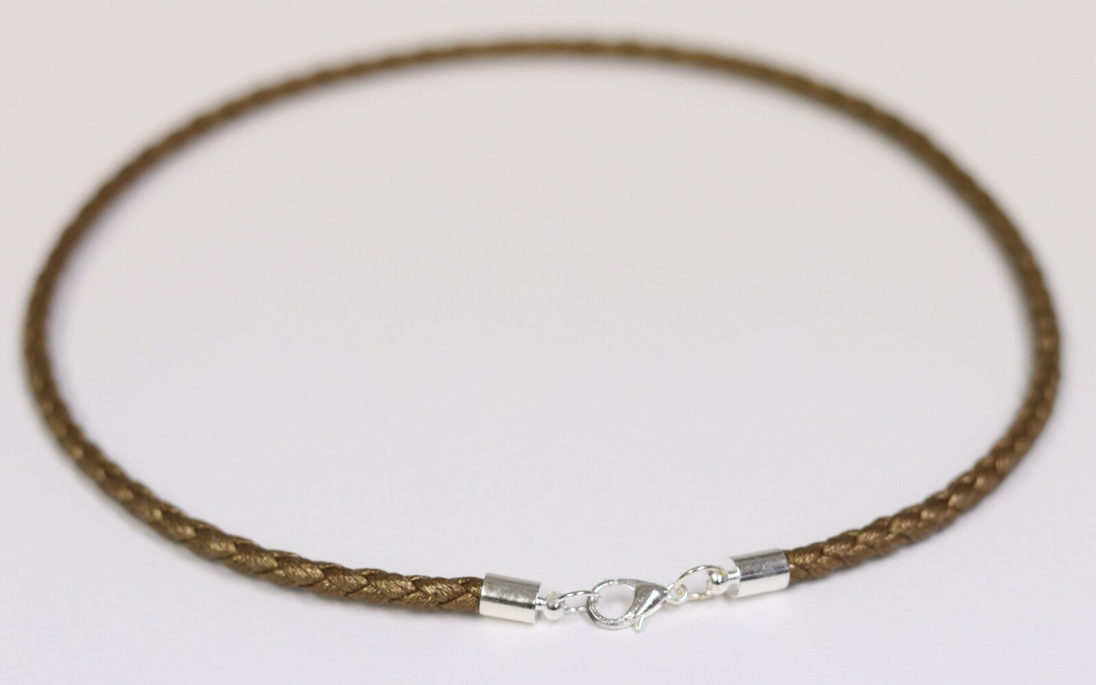 Braided Synthetic Leather 4mm Cord Lobster Clasp Surfer Necklace – Brown Bronze