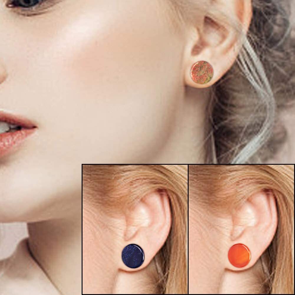 40Pcs Ear Gauge Mixed Stone Plug Double-Flared Saddle Ear Expander Body Piercing