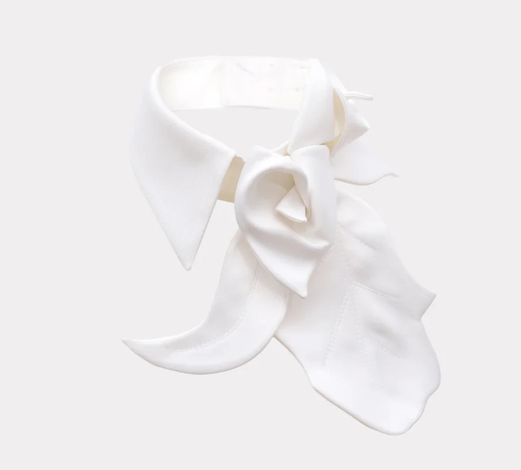 NWT JULIA ALLERT Blossom Evening Neckwear Collar Medium White Floral Satin