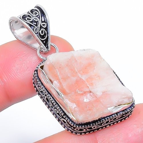 Natural Red Aventurine Rough Gemstone 925 Silver Plated Pendant 1.6″ T864