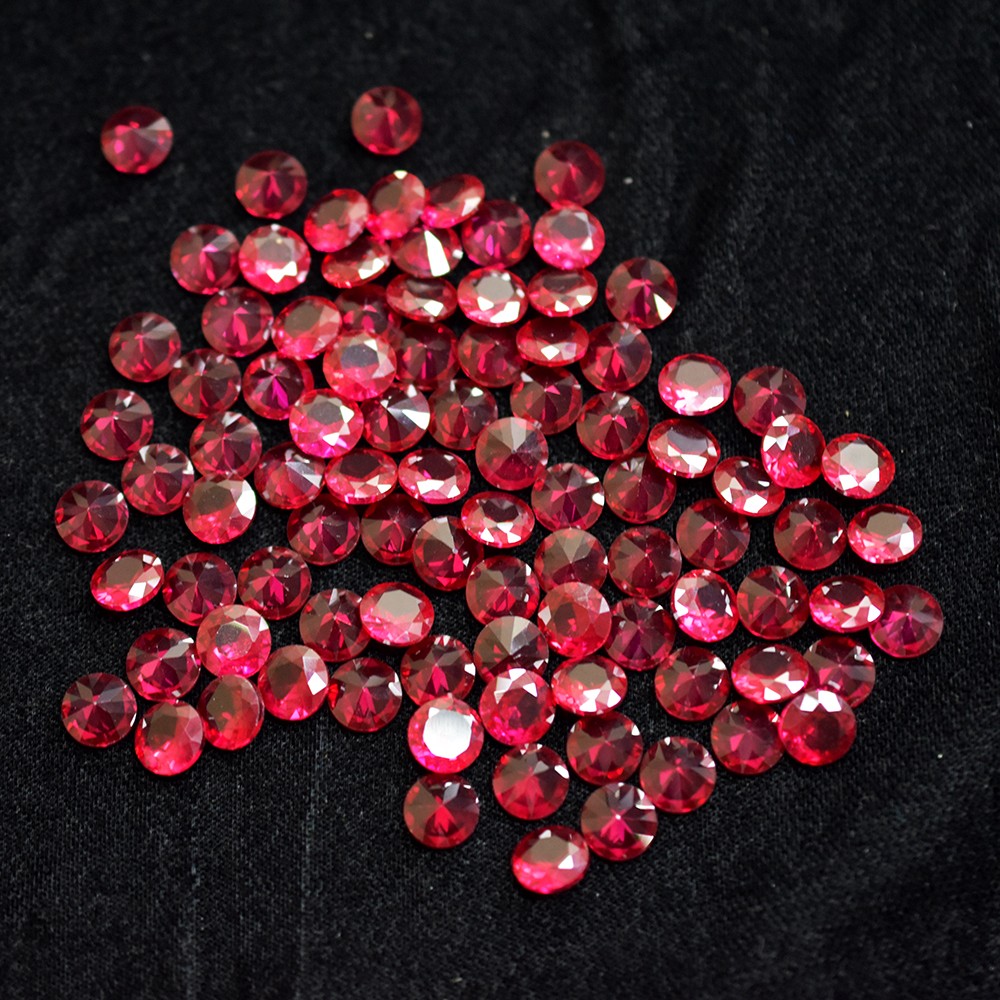 18 Pcs Natural Red Ruby Round Cut 5×5 mm Lot Burmese Certified Loose Gemstone