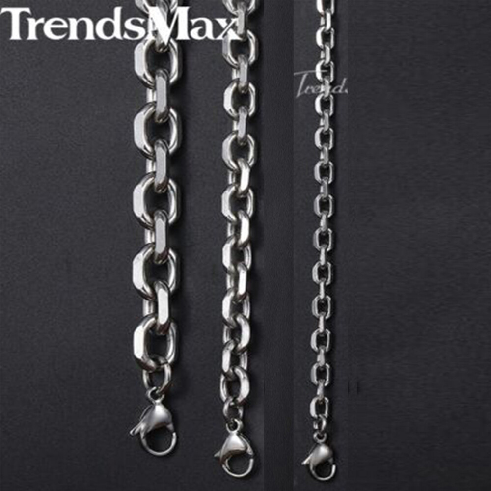 Mens Womens Chain Silver Stainless Steel Cable Anchor Link Necklace 18-24 inches