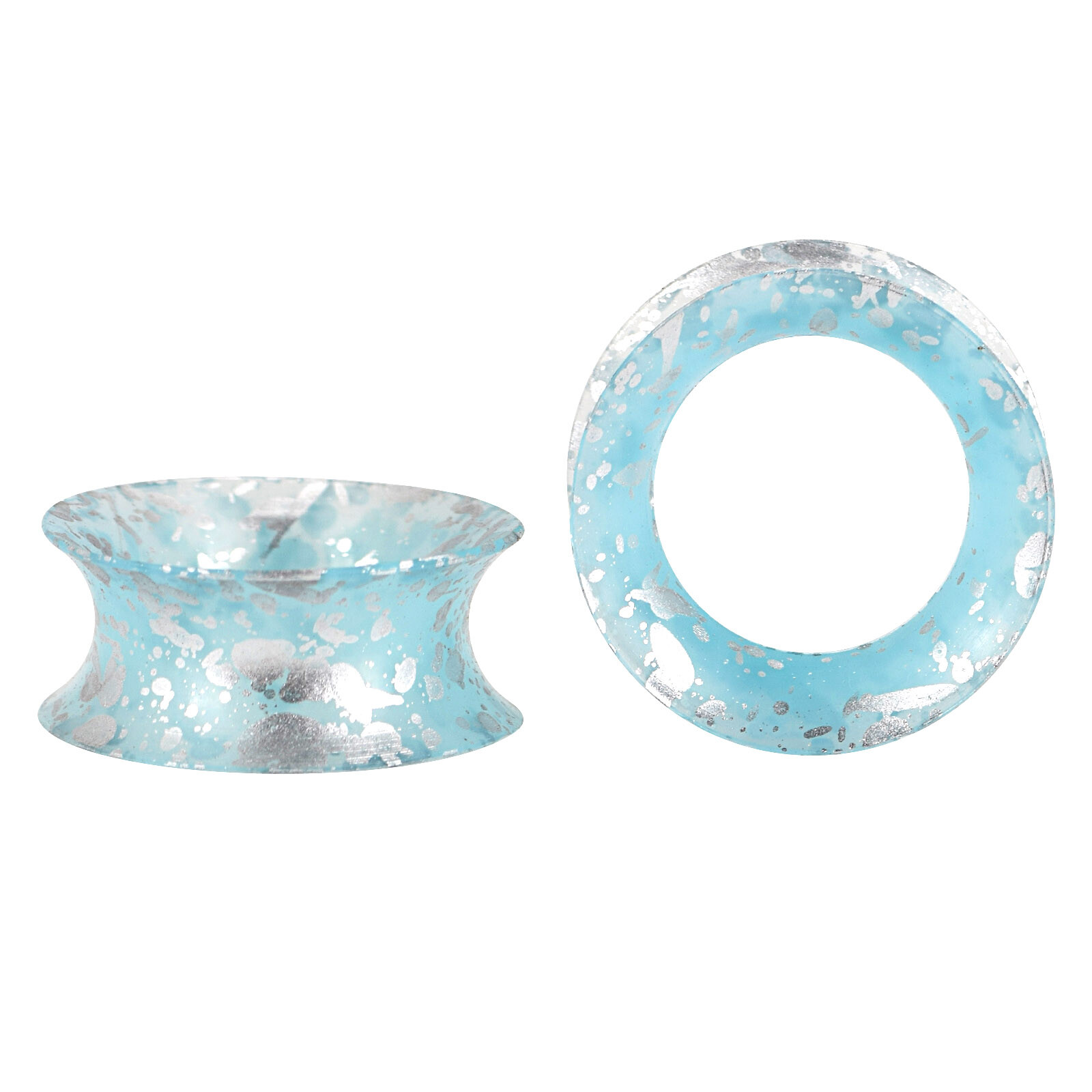Thin Earskin-Silver Dots Silicone Ear Gauges Flesh Tunnels-Expander Plugs – TWO
