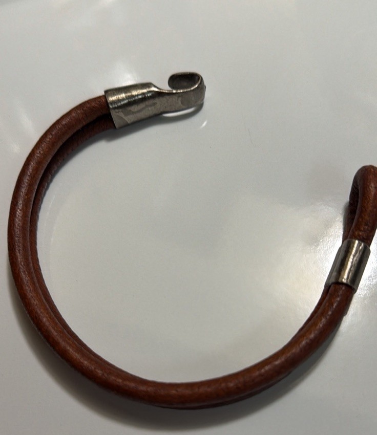 Handmade Real Genuine Leather Double Corded Bracelet Stainless Steel Clasp Brown