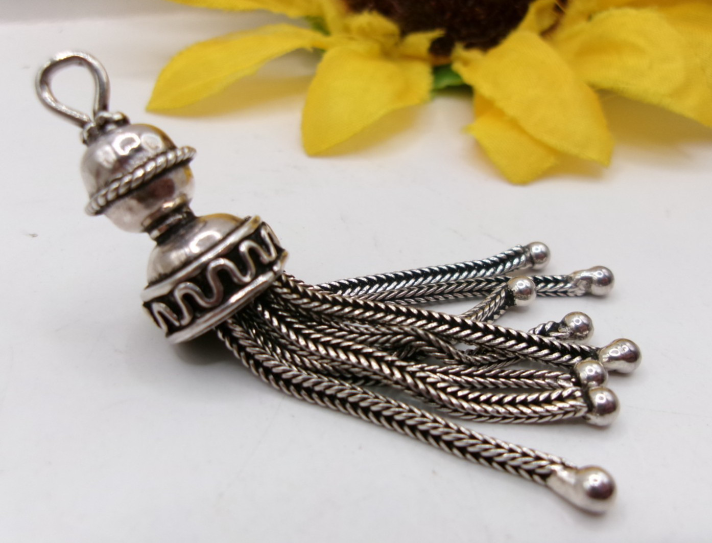 Vintage Designer Style Sterling Silver Tassel Pendant Unknown Maker