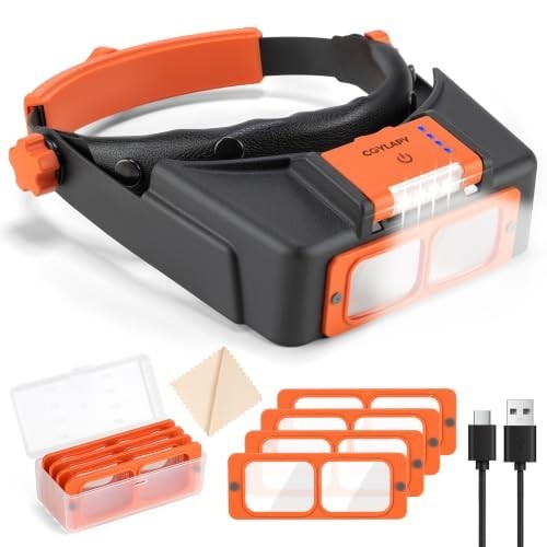 Headband Magnifier with Light Jeweler Magnifying Glass Loupe Visor Optivisor NEW