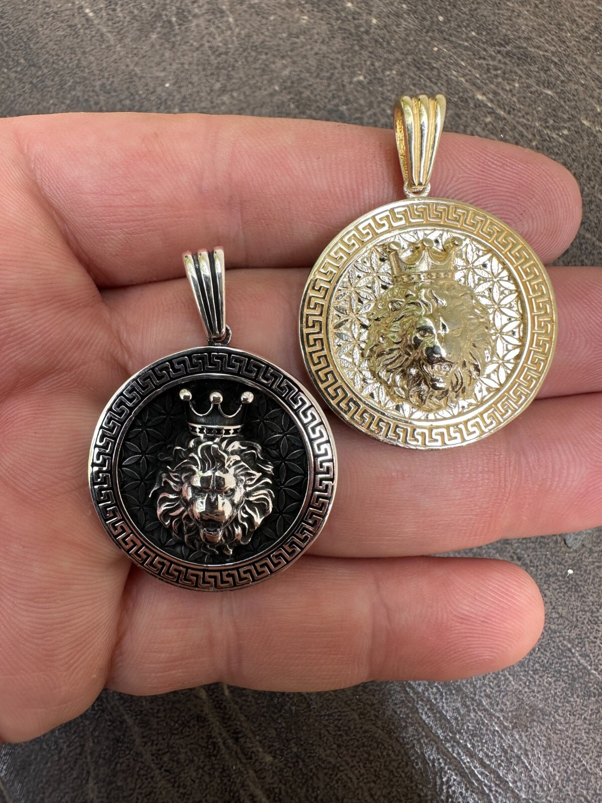 Real 925 Silver / 14k Gold Plated Lion King Of Jungle Medallion Pendant Necklace
