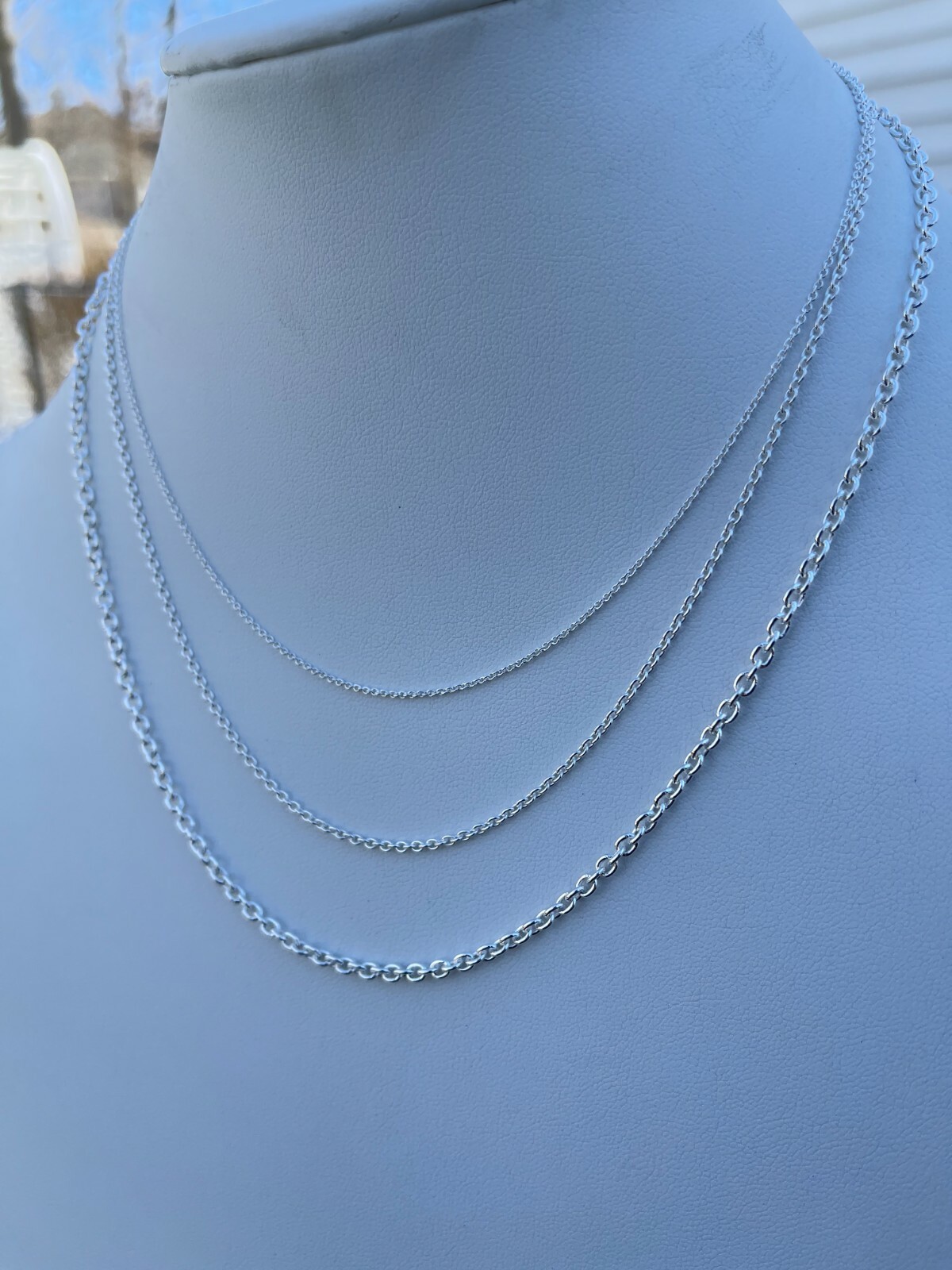 Real Solid 925 Sterling Silver Anchor Cable Chain Rolo Necklace 1mm – 3mm ITALY