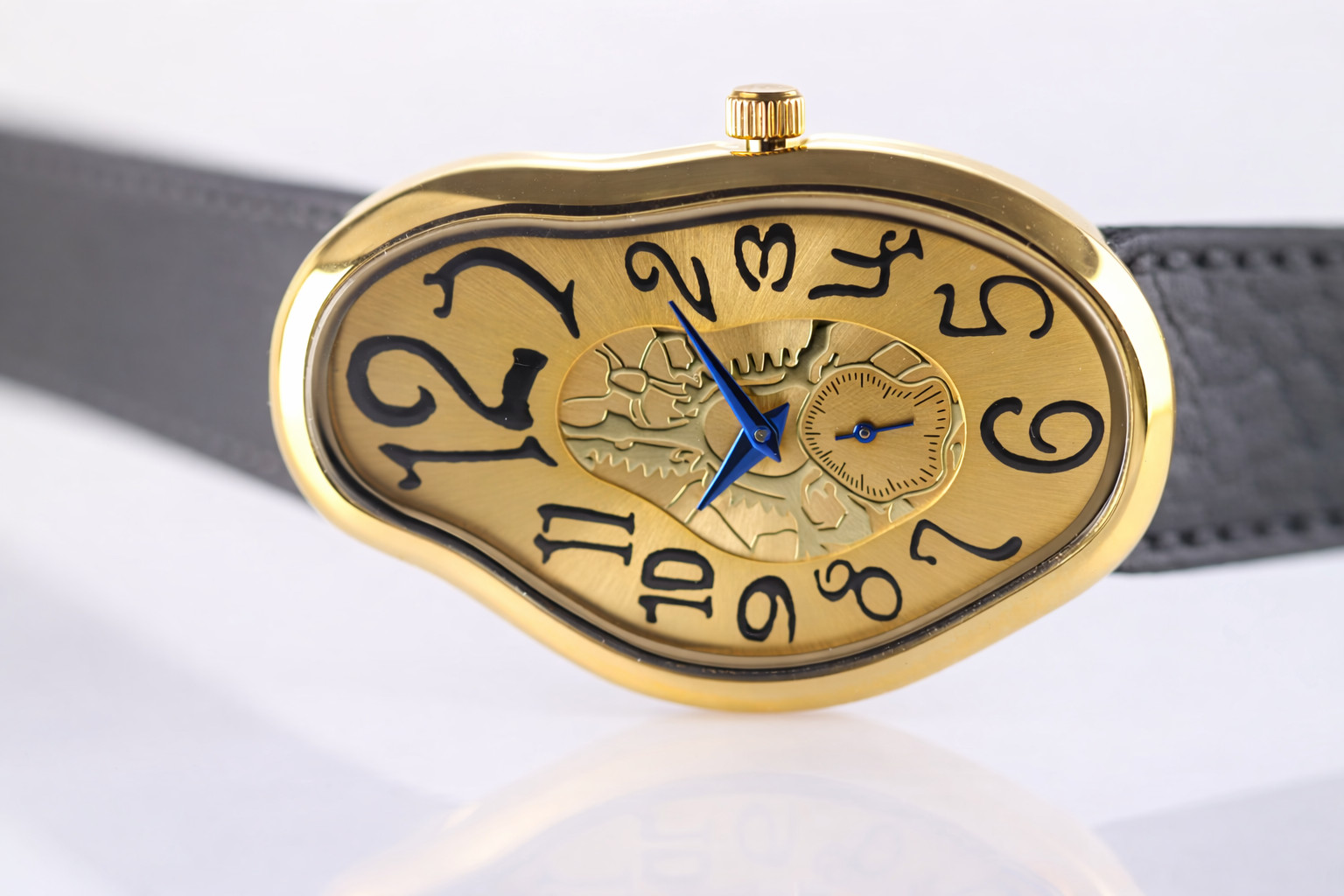 Men’s Abstract Melting Watch Asymmetric Wavy Fused Twisted Watch with Subdial