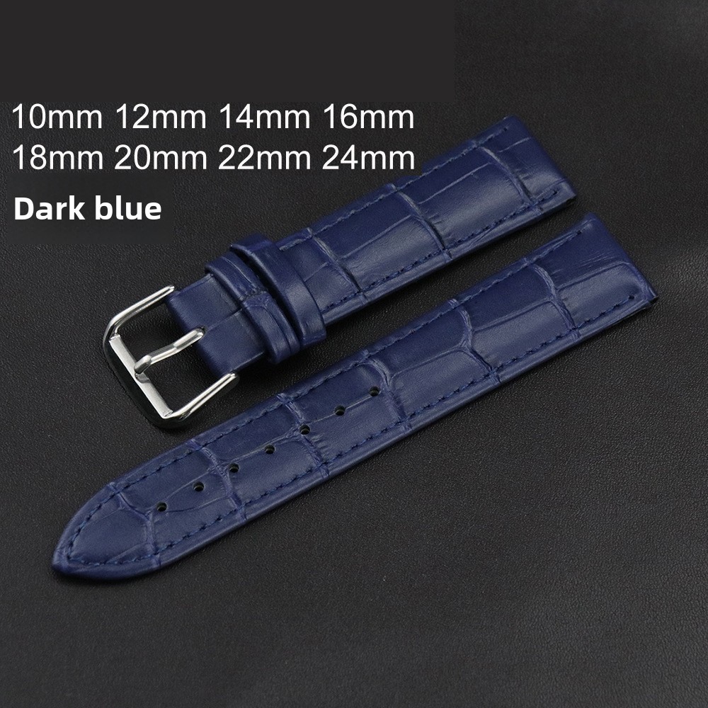 Boxed Quality Genuine Leather Watch Band Crocodile Grain Pin Buckle Strap10-24mm