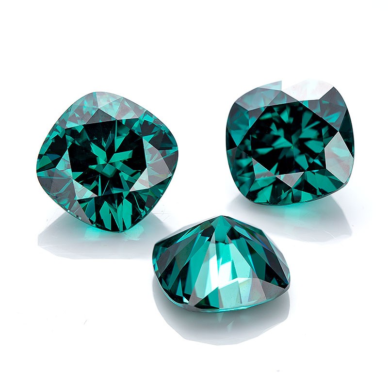 Loose Moissanite 0.5-5ct Green Cushion Cut with GRA Handmade Jewelry Supply