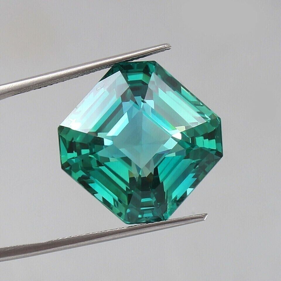 Natural Green Sapphire Flawless Asscher Cut 11.60 Ct Certified Loose Gemstone