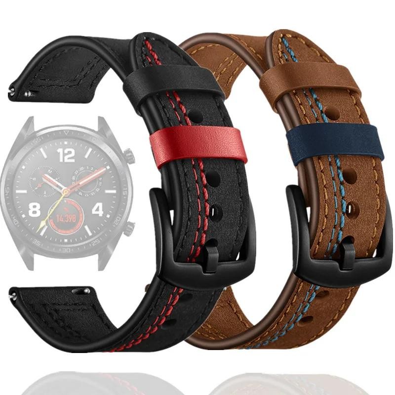 Stitching Genuine Leather Strap 20 22mm Watch Band Quick Release Wrist Bracelet