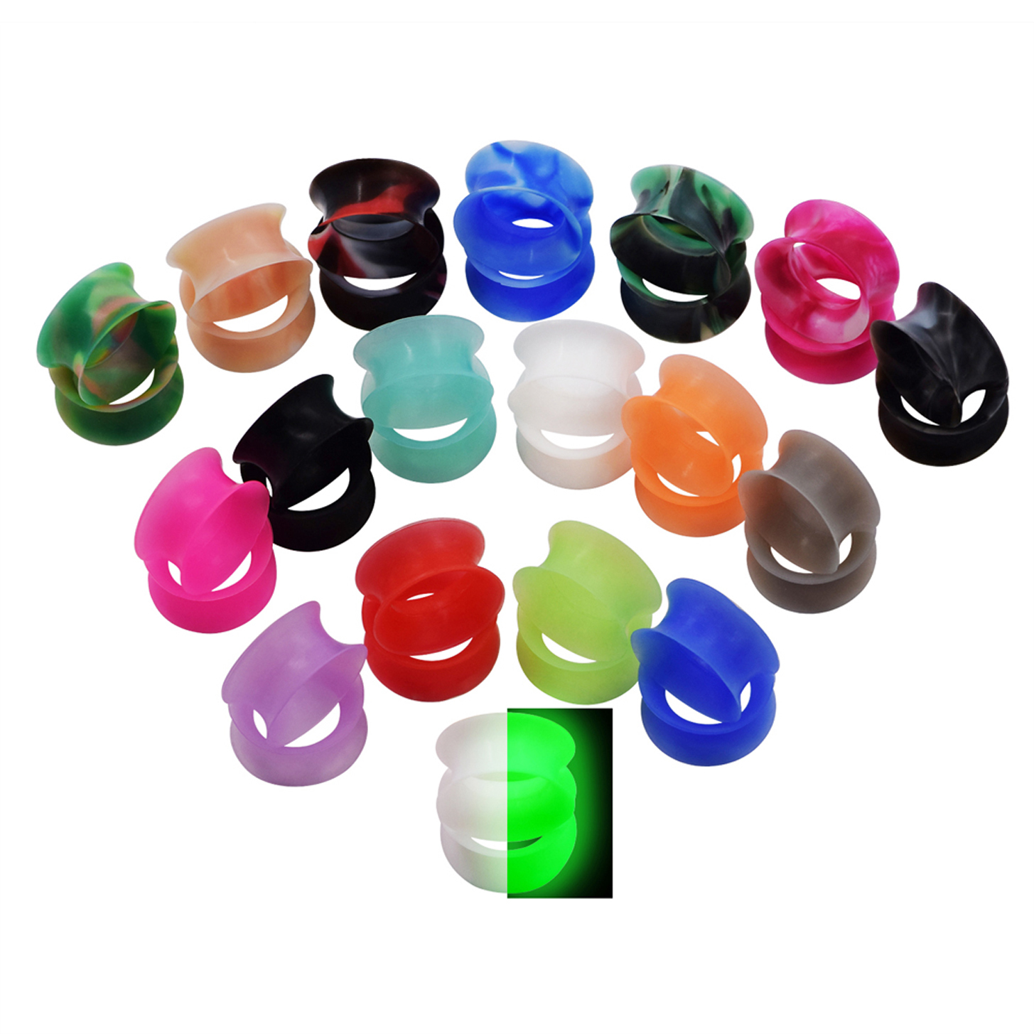 PAIR-ULTRA THIN SILICONE SKINS TUNNELS Ear Gauges Soft Ear plugs Ear Skins 2g-1″