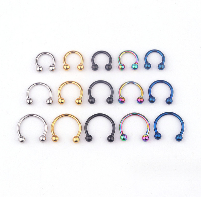 2PCS Stainless Steel EARRINGS Nose Septum Helix Lip Tragus Ring Body Piercing