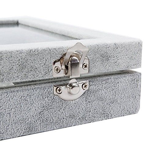 Velvet Clear Lid Earring Box Organizer Storage 55 Pairs Stud Tray Earrings