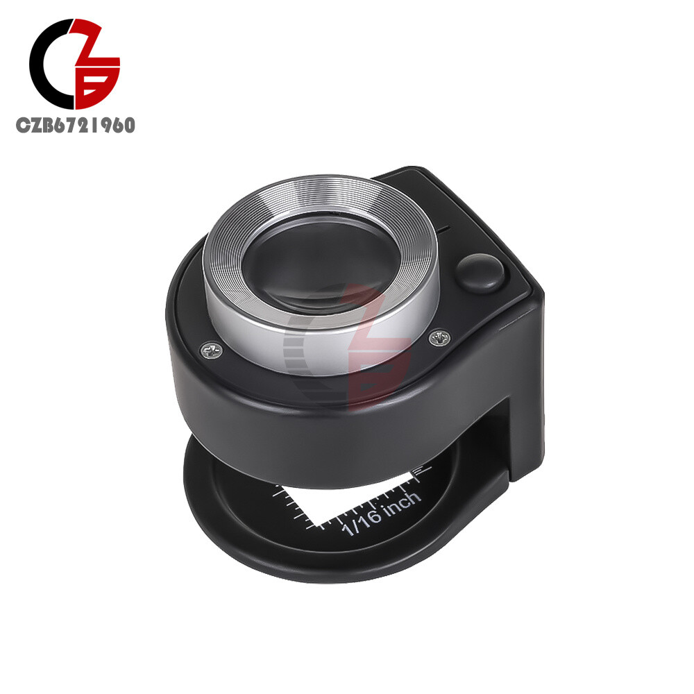 30X Loupe Magnifier with 6 Light Desktop Portable Metal Magnifier Folding Scale