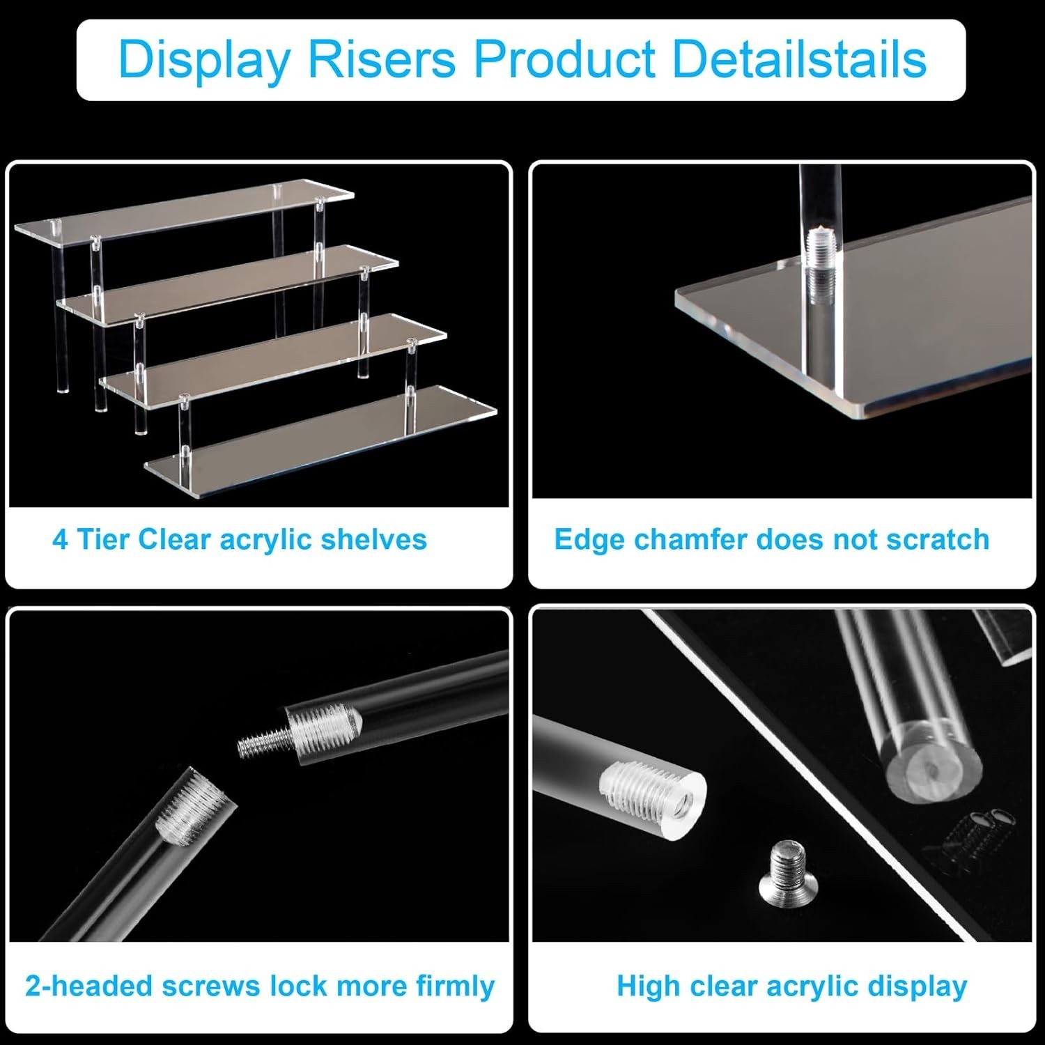 4 Tier Acrylic Perfume Organizer Stand, Clear Display Risers for Perfume, Cologn