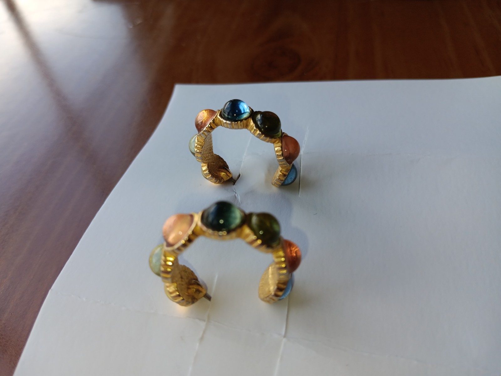 Stud Hoop Earrings With Multicolor Gemstones