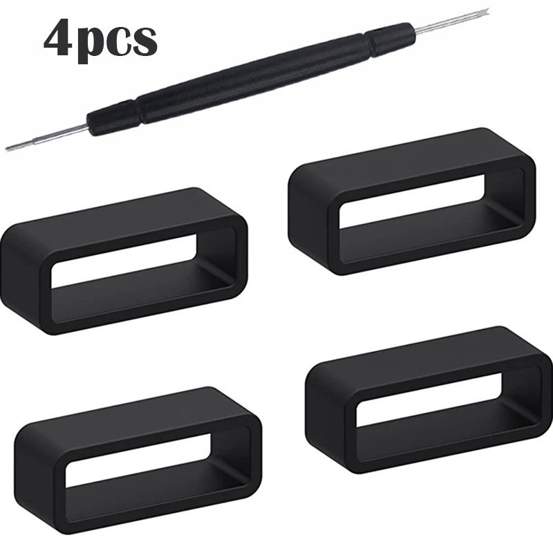 4PCS Silicone Watch Strap Band Hoop Loop Retainer Buckle Holder Ring Keeper