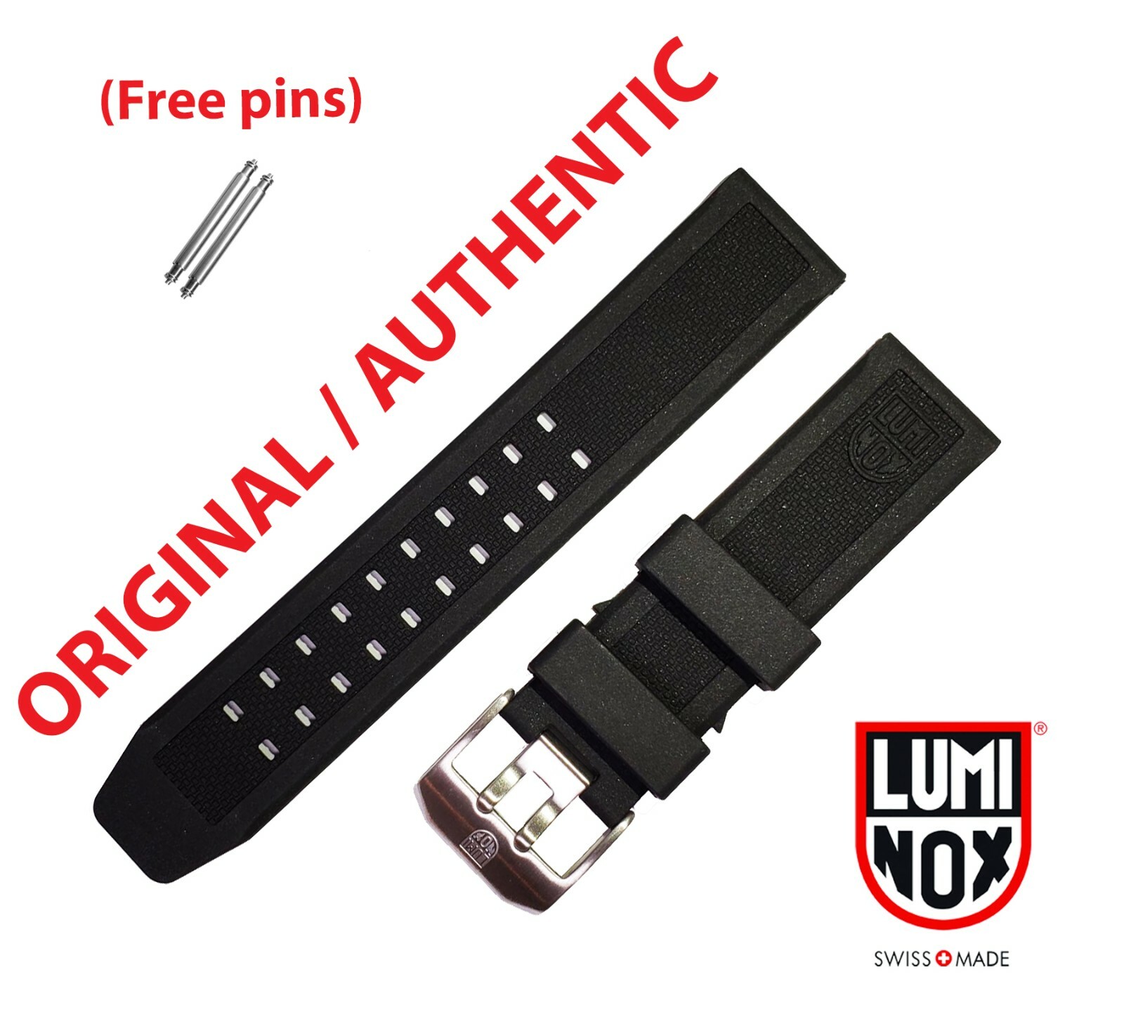 Luminox Band / Strap 23mm 3050 3150 3080 3950 8400 8800 NAVY SEAL SILVER BUCKLE