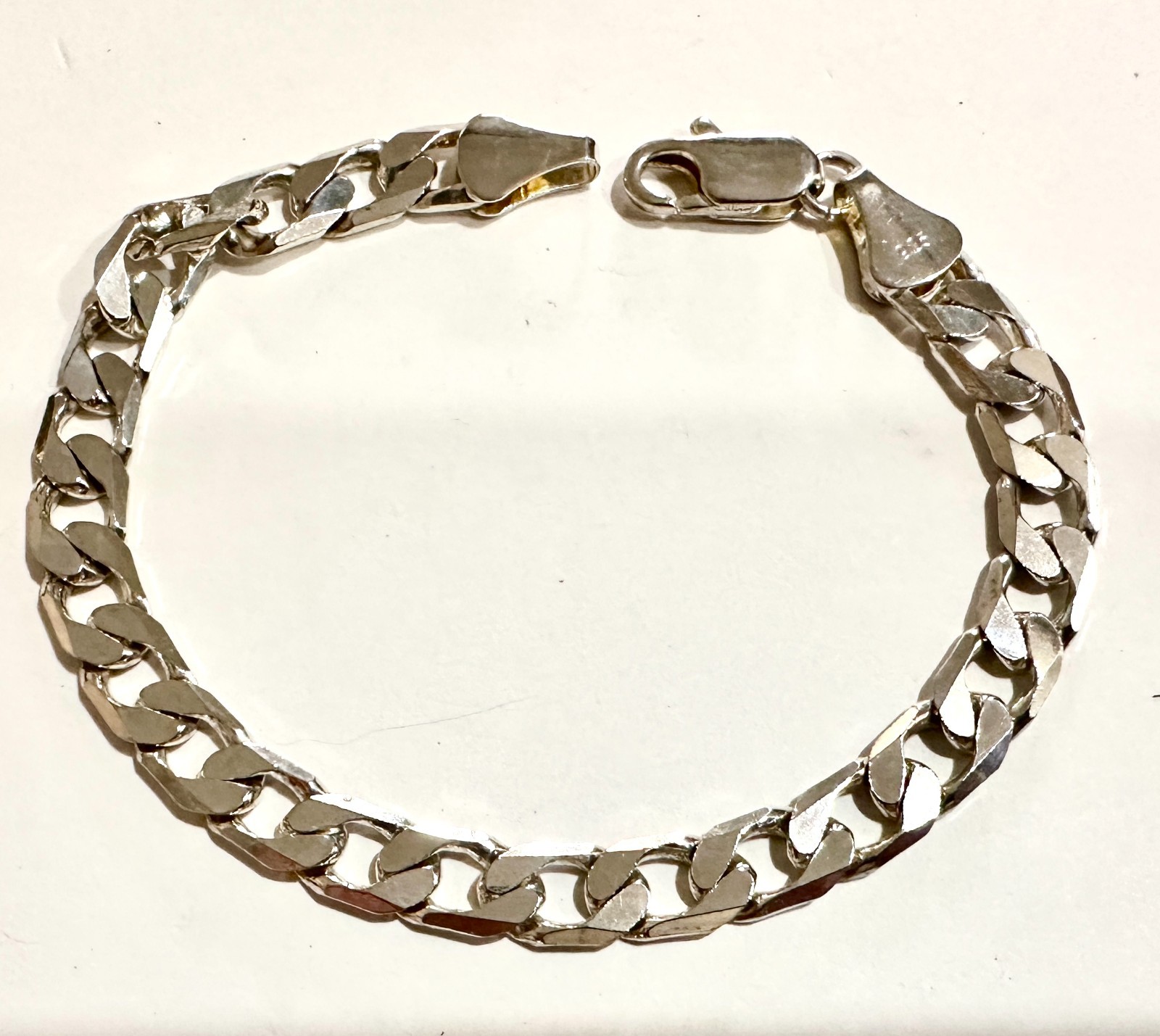 STERLING SILVER CURB LINK LOBSTER CLASP 925 BRACELET 8MM 8″LONG