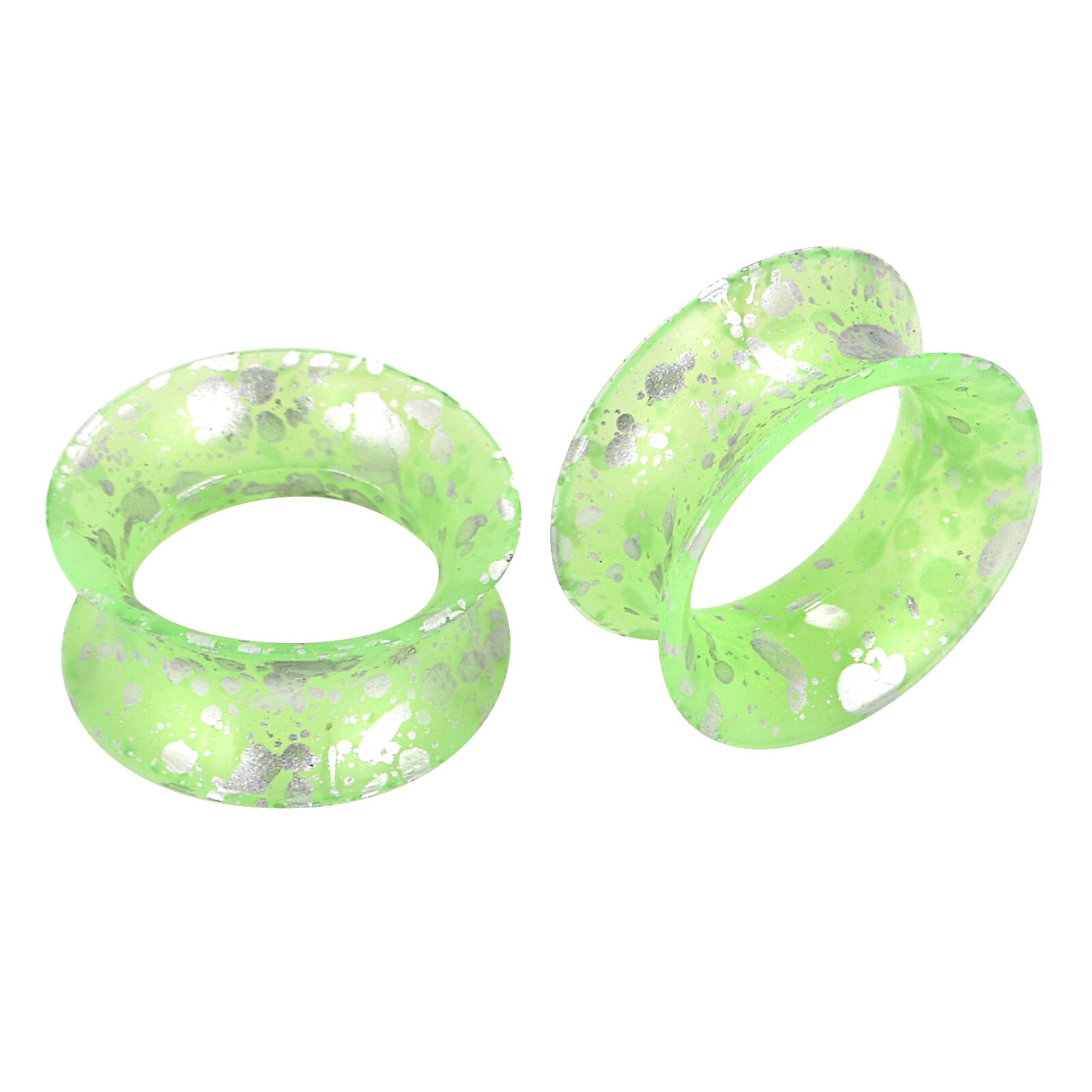 Pair Silicone Soft Tunnels Thin Ear Gauge Tunnels Expander Plugs Silver Spots