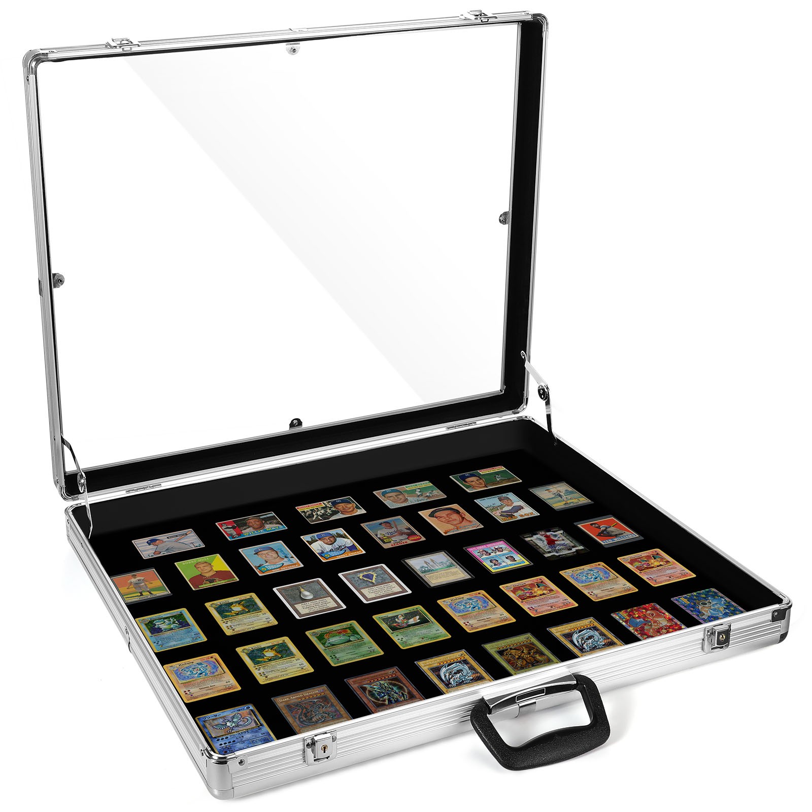 XL Lockable Aluminum Card Display Box Acrylic Trade Showing Case for TCG Jewelry