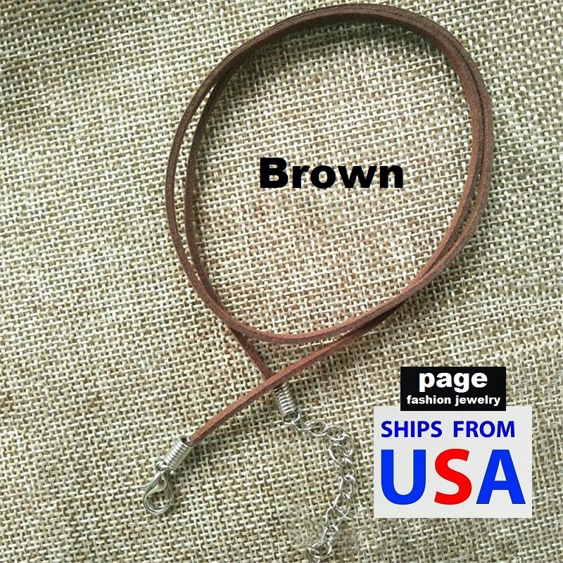 Suede Leather 18″ 3mm Necklace Cord For Your Pendant Black/Brown / Lobster Clasp