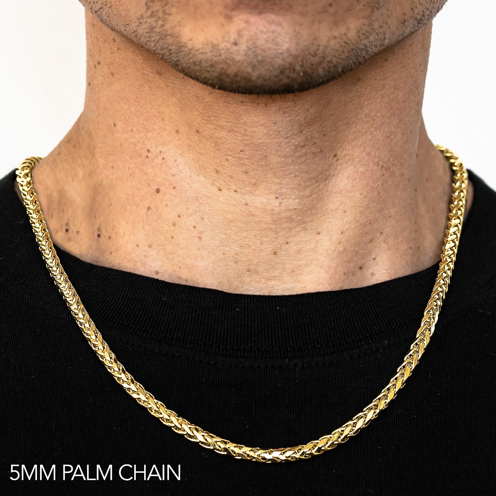 10k Yellow Gold 2.5mm-5mm Wheat Palm Chain Bracelet Size 7″-30″ Hollow