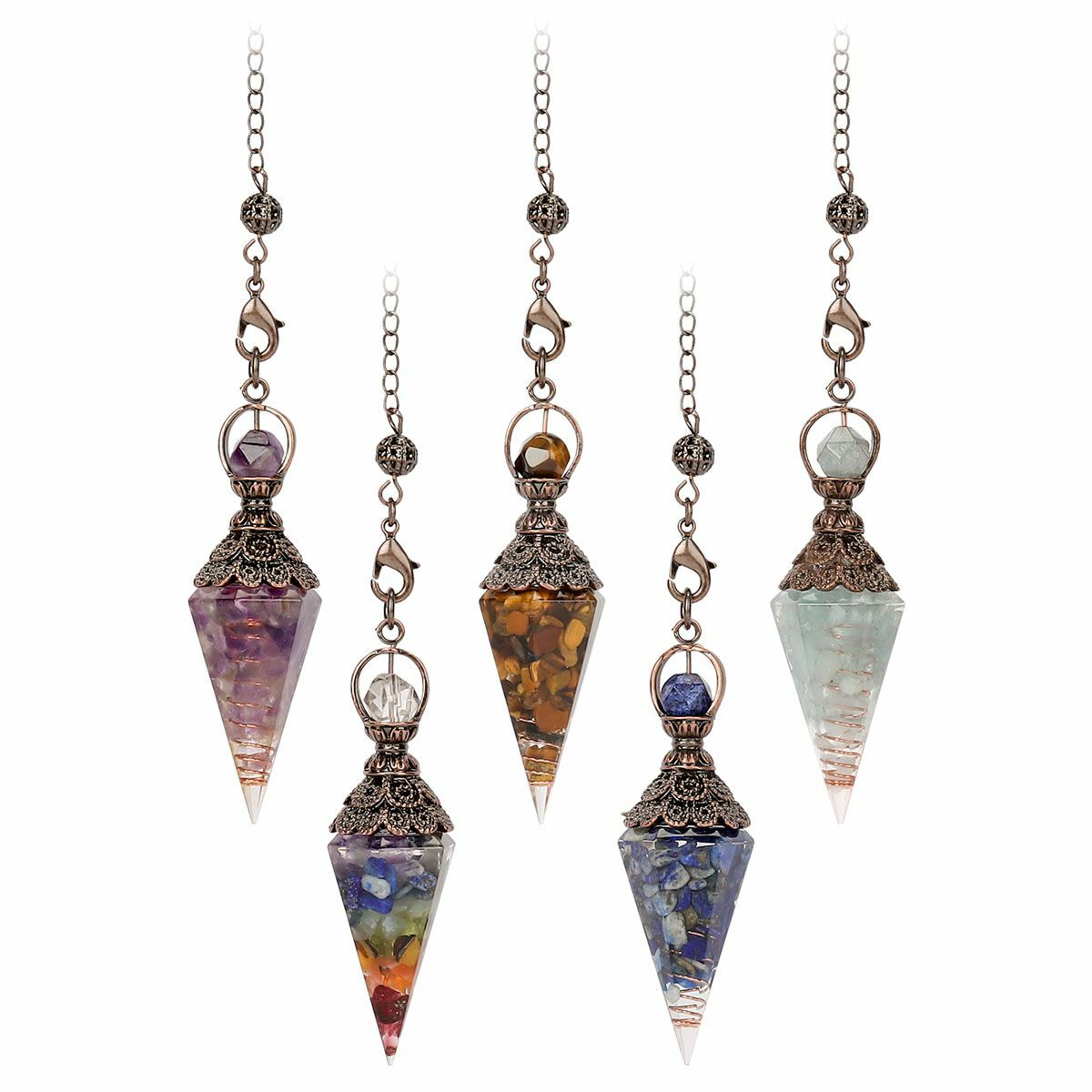 Natural Quartz Crystal Pendulum Healing Chips Stone Reiki Chakra Chain Pendant