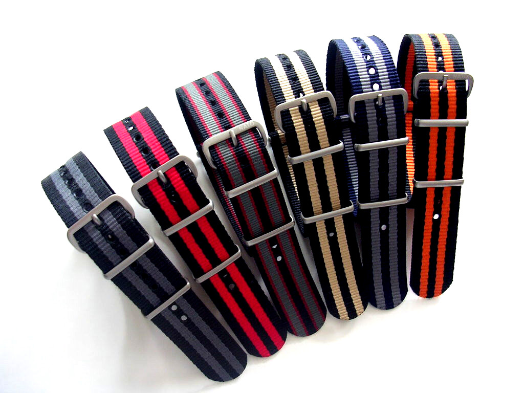 20mm Black NATO G10 Premium nylon Ballistic Airforce watch band Bonded IW SUISSE