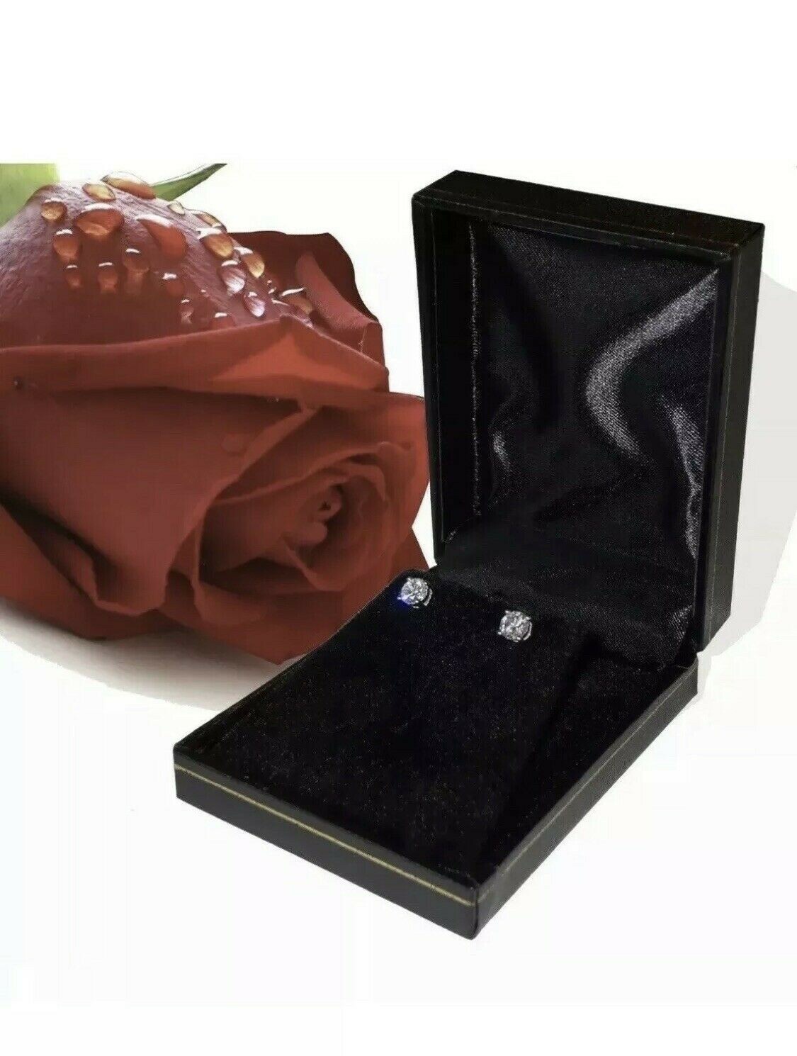 1 Ct Round Lab Created VVS1/D Solitaire Stud Earrings 14k White Gold 6mm Push Bk