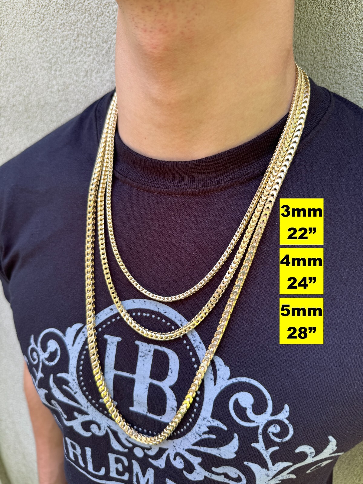 Men’s Real 14k Gold Plated Solid 925 Sterling Silver Franco Chain 2-5mm Necklace