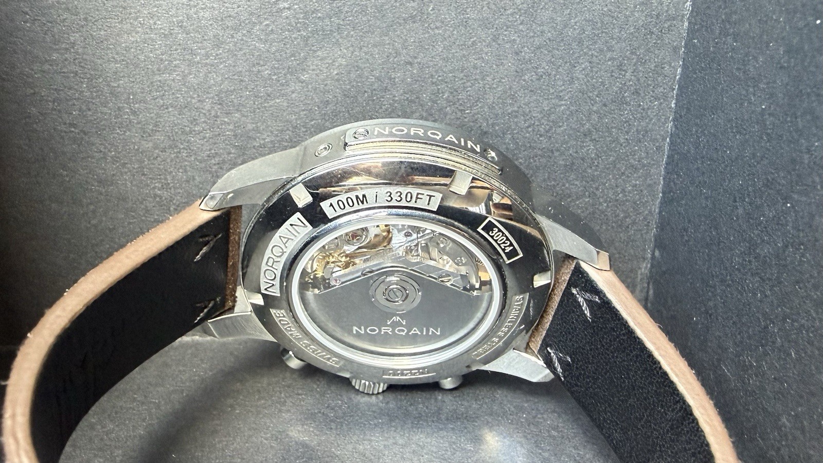 NORQAIN Freedom 60 Automatic Chronograph Date 43mm Silver Leather Strap 100m