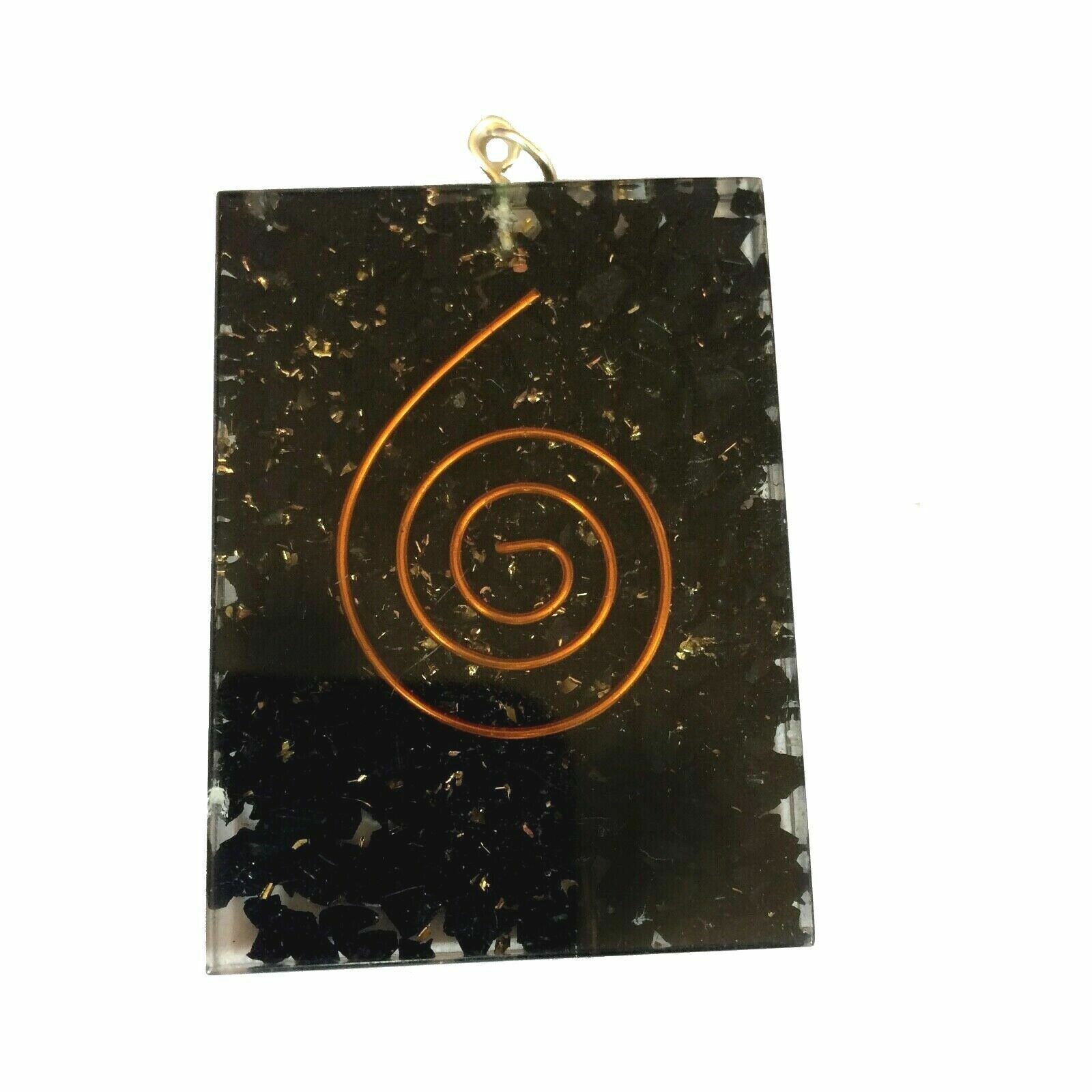 Shungite Orgonite Pendant Copper Coil Reiki Orgone Energy Generator Necklac Hand