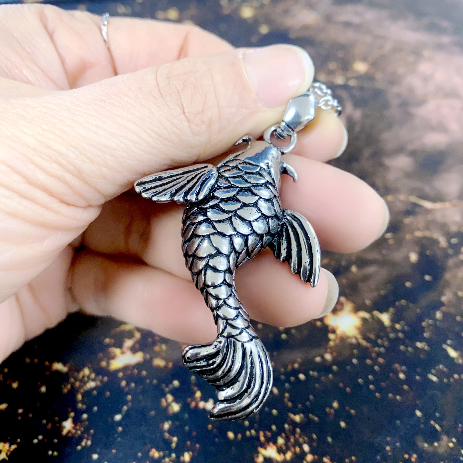 Koi fish necklace Japanese peace animal pendant lucky fish common carp