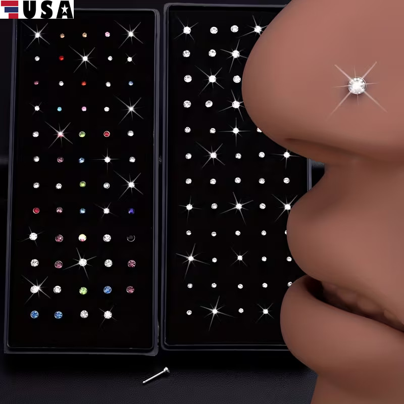 120× Stud Nose Rings Bone Stud Stainless Steel Color Pin Jewelry Piercing Body