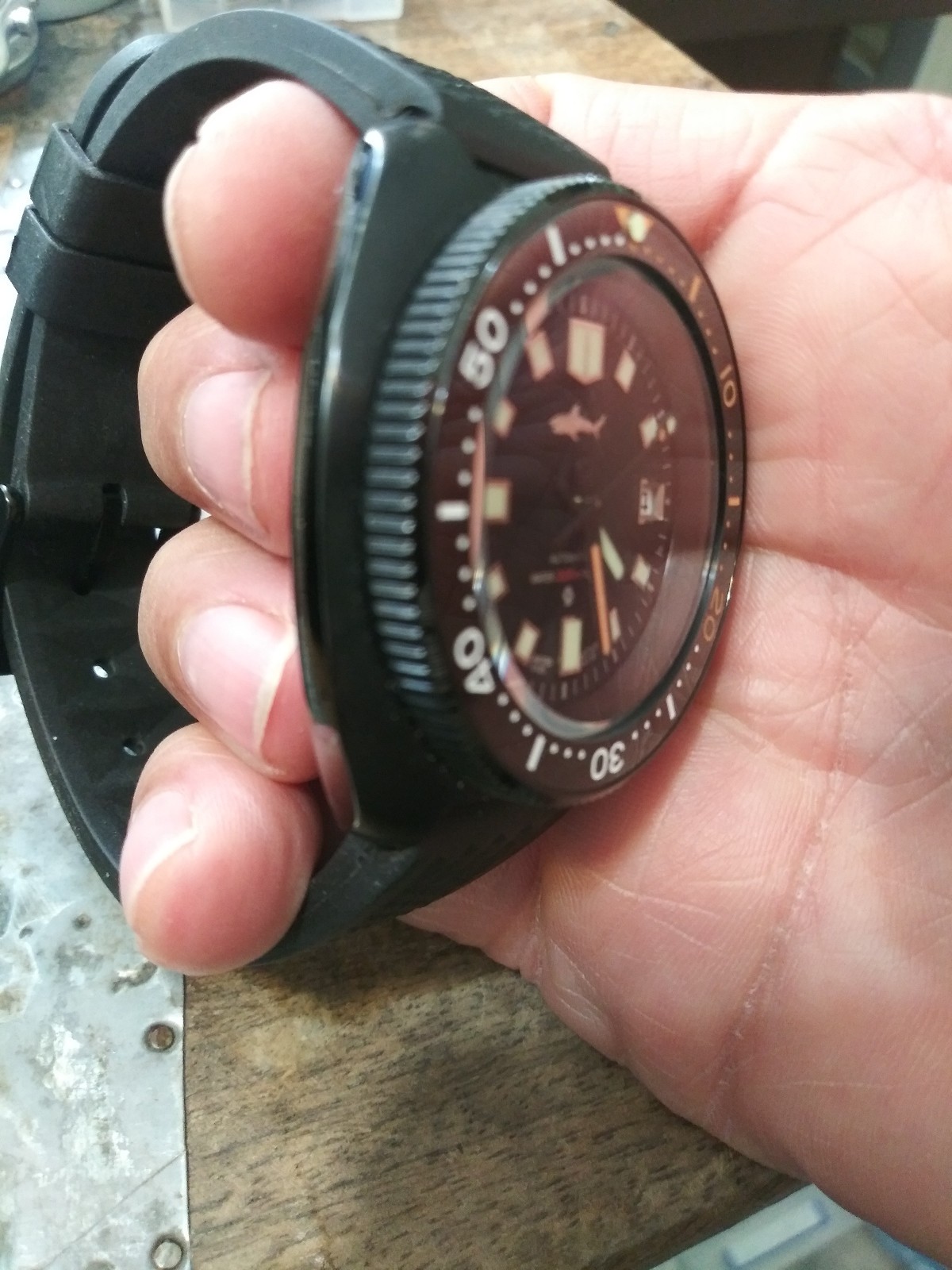 Heimdallr Sharkey 6105 Capt Willard Black PVD NH35 Automatic Diver Watch NIce!!