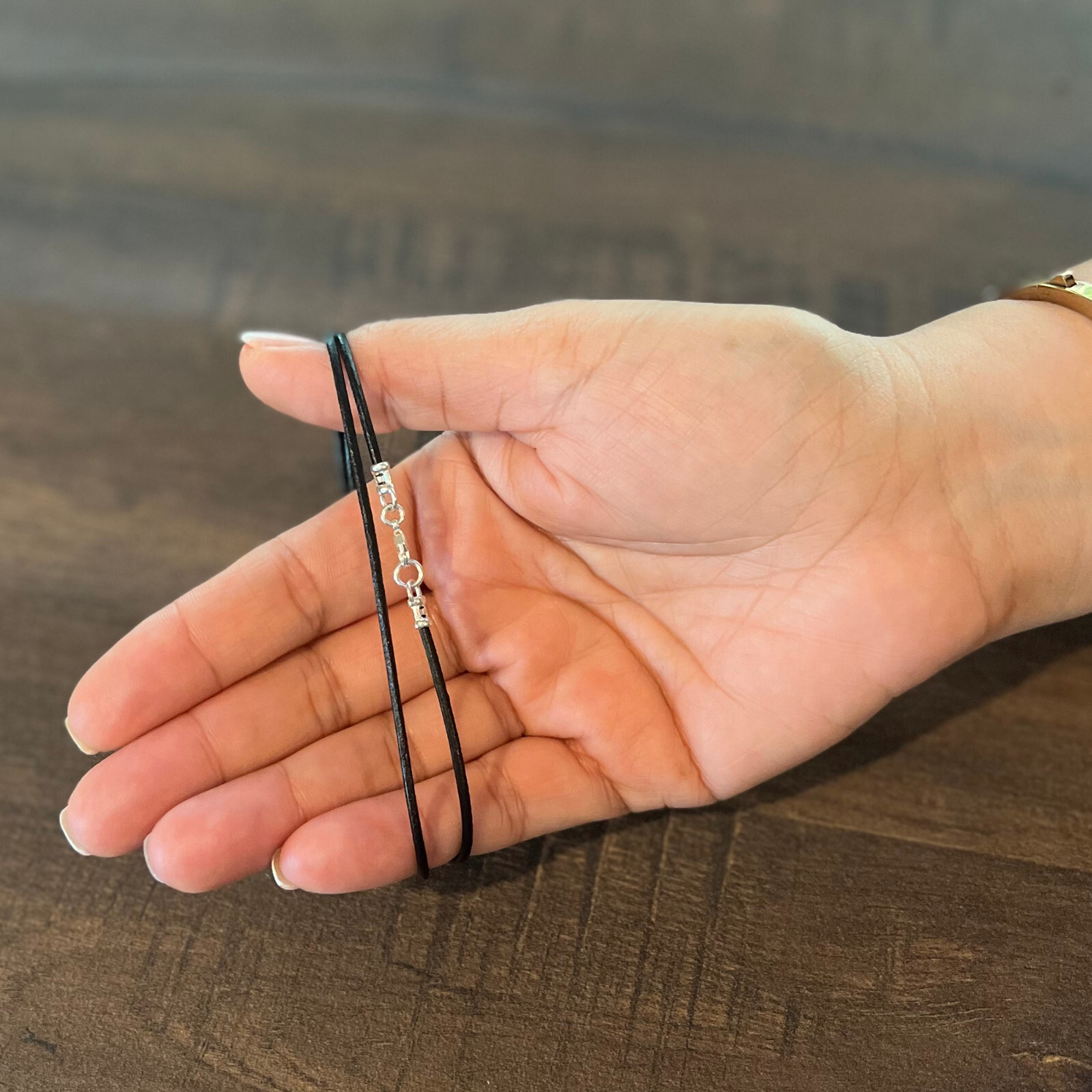 2mm Black Leather Cord Necklace with Sterling Silver Lobster Clasp 12″ – 30″