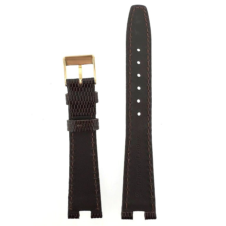 Watch Strap fits Gucci 4500M 18mm Leather Black Brown with Center Cut
