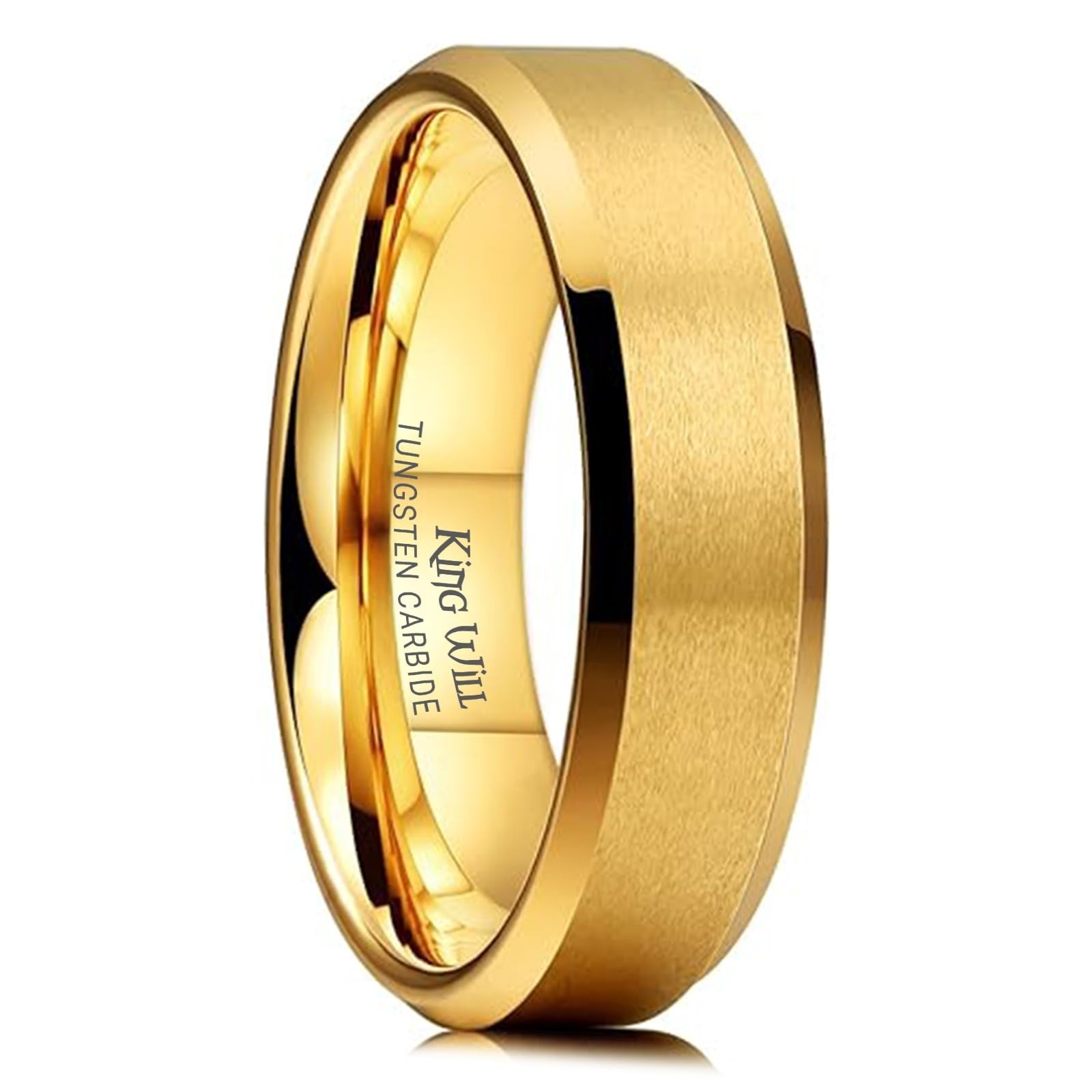 Tungsten Carbide Wedding Band for Men & Women – 4/6/8mm, Gold Plated, Comfort Fi