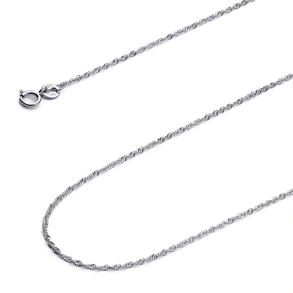 Solid 14k Gold Singapore rope chain Necklace Made in Italy All lengths
