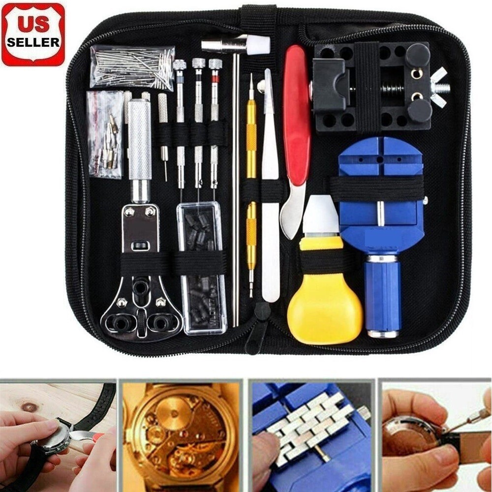 147 pcs Watch Repair Kit Watchmaker Back Case Remover Opener Link Pin Spring Bar