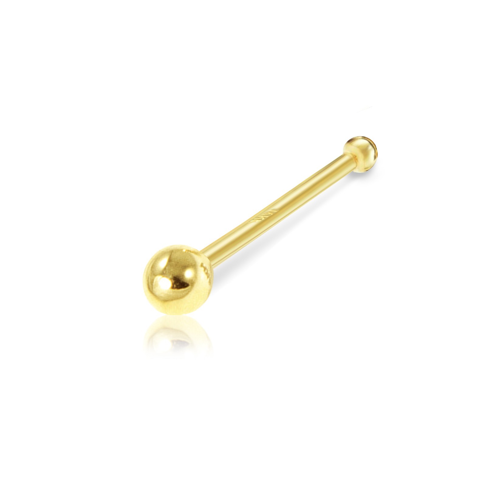 14K Solid Yellow Gold Ball Nose Stud Ring Bone 20g 1-2mm – Round Body Piercing