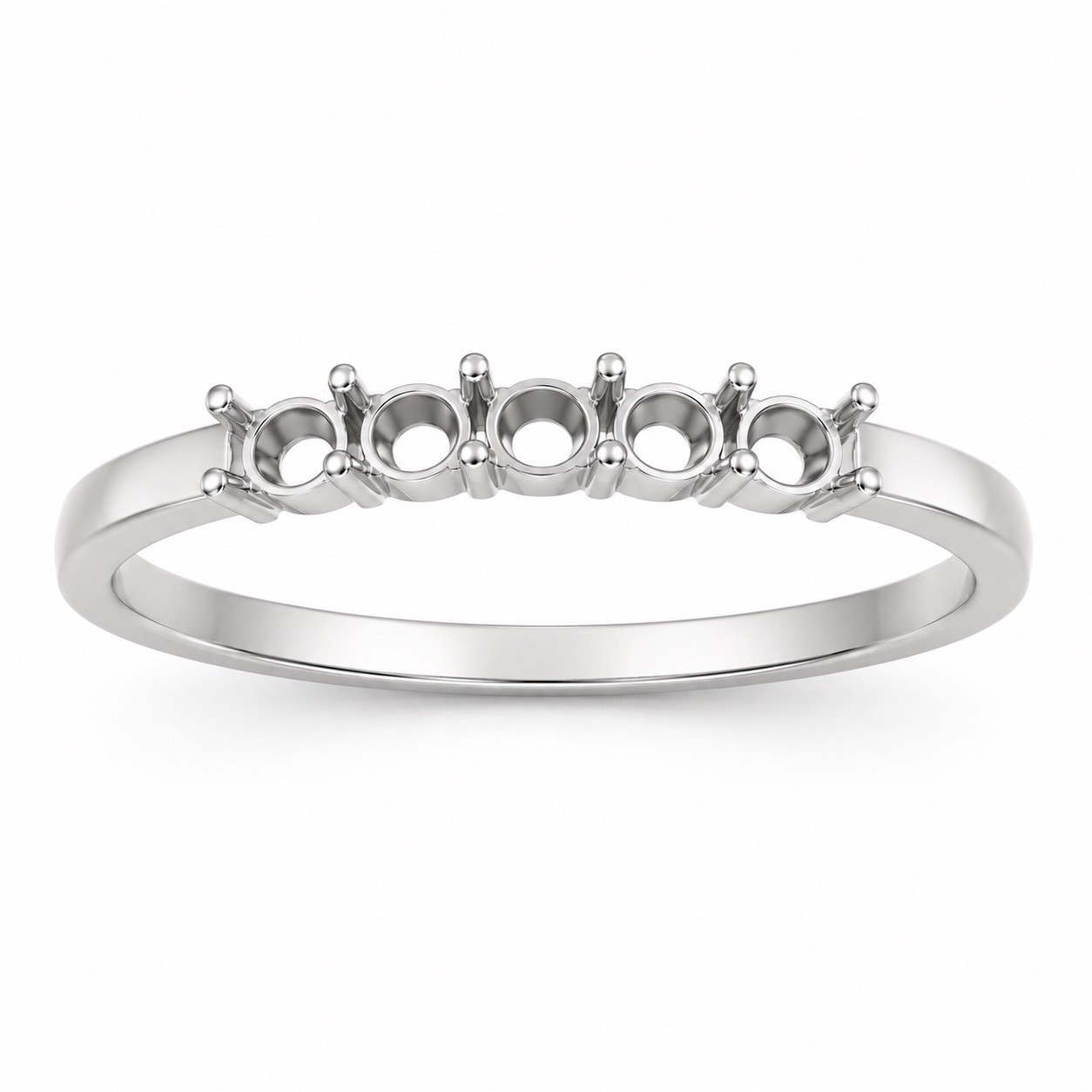 Round 2mm to 2.5mm Semi Mount Ring 925 Silver & 14K ,10K Gold Prong Setting